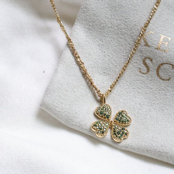 Kendra Scott Gold Short Necklace 🌼 Green Crystal - Picture 2 of 3